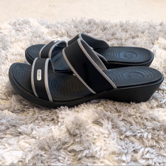 double strap croc slides